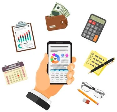 Online Auditing, Tax process, Accounting Concept Stock Illustration