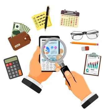 Online Auditing, Tax process, Accounting Concept Stock-Illustration