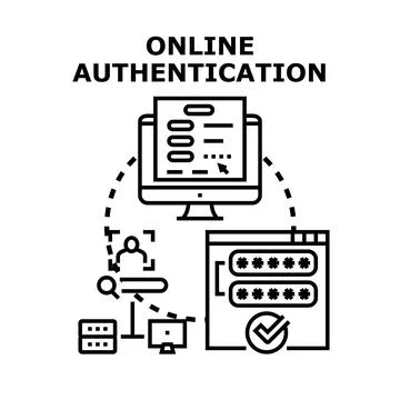 Online authentication concept with secure login process Stock Illustration
