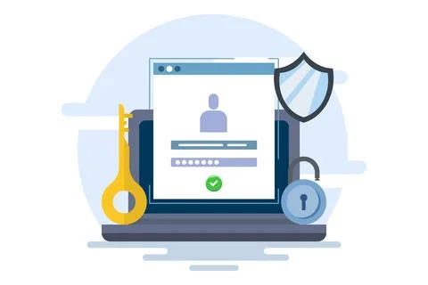 Online authentication concept, strong password for cyber security. Stock Illustration