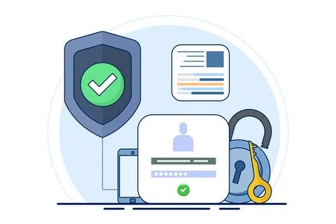 Online authentication concept, strong password for cyber security. Stockillustratie