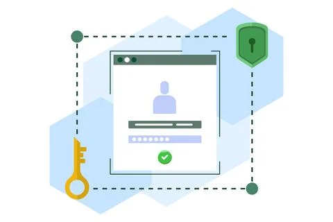 Online authentication concept, strong password for cyber security. Stock Illustration