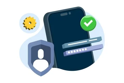 Online authentication concept, strong password for cyber security. Stock Illustration