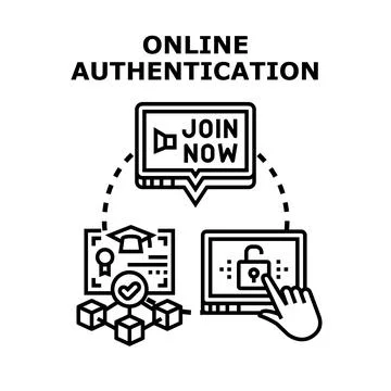 Online authentication process for secure access and registration Stockillustratie