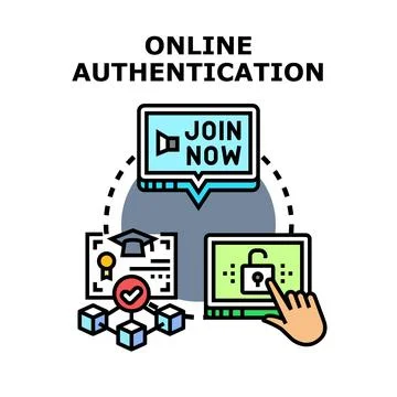 Online authentication process for secure access and registration 库存插图