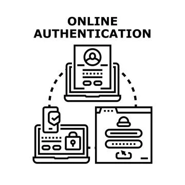 Online authentication system securing account access Stock Illustration