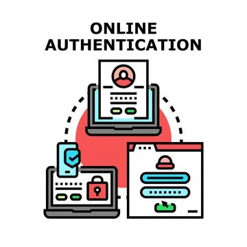 Online authentication system securing account access Stock Illustration