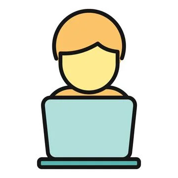 Online avatar user working on laptop computer 스톡 일러스트