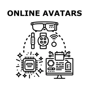 Online avatars creating digital identity in metaverse concept Stock Illustration