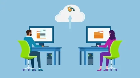 Online backup storage and Cloud synchronization animation Stock Footage 272187173