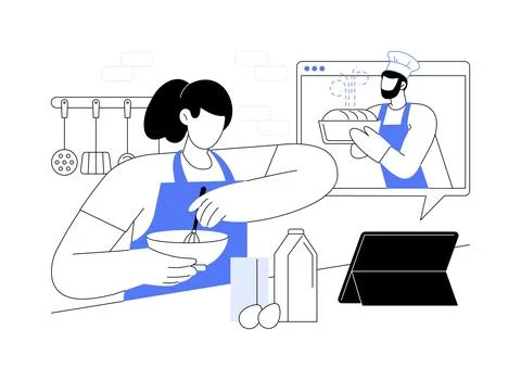 Online baking class isolated cartoon vector illustrations. イラスト素材