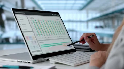 Online Bank Budget Computer Stock Footage 308744697