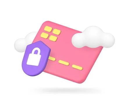 Online banking account card e money protection savings transaction storage 3d Stock Illustration