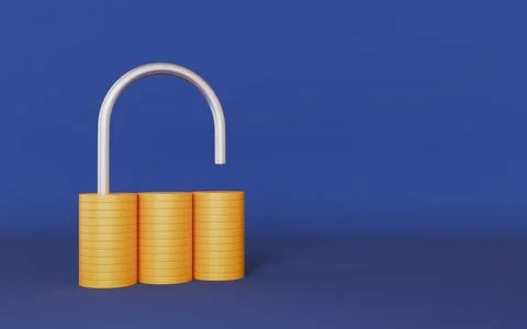 Online banking and security system items, Money lock with padlock icon Stock Illustration