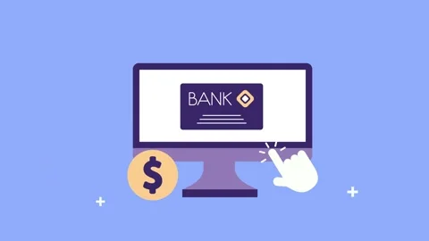 Online banking concept with computer screen displaying a digital credit car.. Video stock 338423930