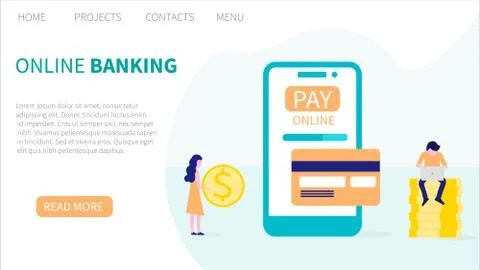 Online banking. Concept of electronic payment and transaction. People transfe Stock Illustration