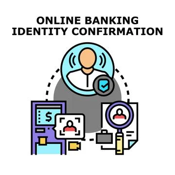 Online banking identity confirmation process using digital verification Stock Illustration