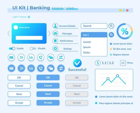 Online banking infographics UI elements kit Stock Illustration