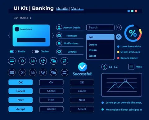 Online banking infographics UI elements kit Stock Illustration