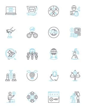 Online banking linear icons set. Security, Efficiency, Convenience Stock Illustration