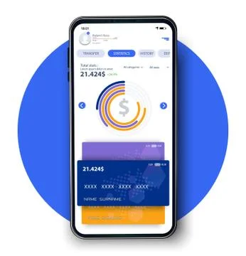 Online Banking Mobile Apps UI, UX, GUI set with wallet, shopping, my Account Stock Illustration