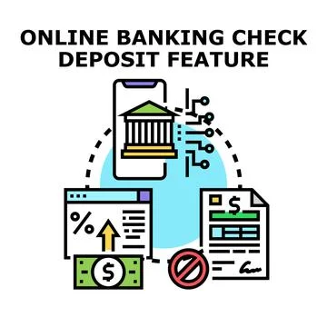 Online banking mobile check deposit feature concept Stock Illustration