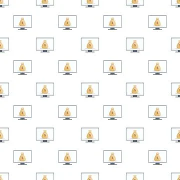 Online banking money bag on computer screen pattern 스톡 일러스트