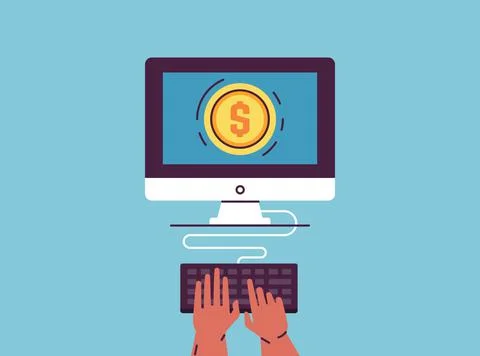 Online banking, Payment Methods, Electronic funds transfers and bank wire tra Stock Illustration