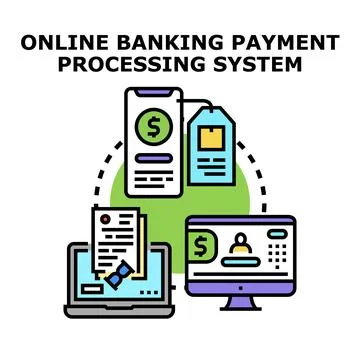 Online banking payment processing system concept illustration Stock Illustration