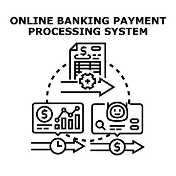 Online banking payment processing system concept illustration Stock Illustration