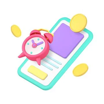 Online banking payment smartphone application reminder 3d icon realistic vect Stock Illustration