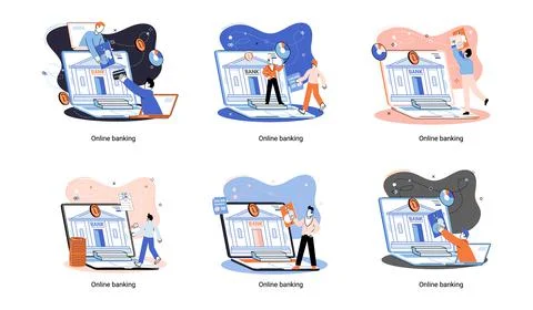 Online banking platform, remote bank service, online transaction system concept イラスト素材