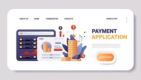 Online banking smart wallet payment application fintech business investment Stock Illustration