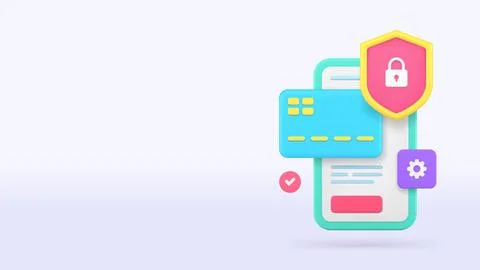 Online banking smartphone application data protection banner copy space vecto Stock Illustration