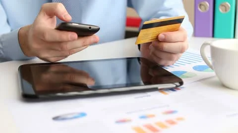 Online banking with smartphone Stock Footage