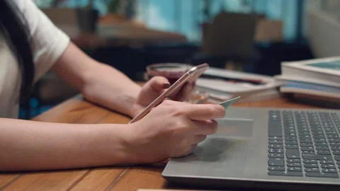 Online banking with a smartphone Stock Footage 137238735