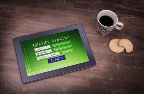 Online banking on a tablet 스톡 일러스트
