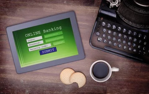 Online banking on a tablet 스톡 일러스트