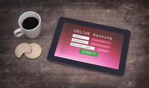 Online banking on a tablet 스톡 일러스트