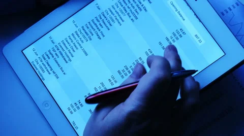 Online banking on tablet, overhead rotation Stock Footage 61819260