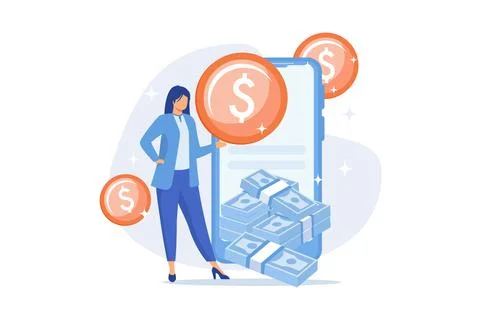 Online banking technology. E wallet, e payment, Internet app. Money Interne.. Illustrazione stock