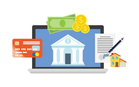 Online banking theme, flat style Stock Illustration