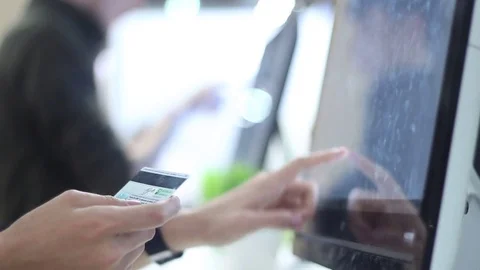 Online banking via touch computer Stock Footage 73011449