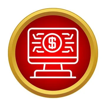 Online banking transaction process on computer monitor icon 库存插图