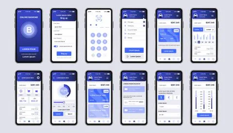 Online banking unique design kit for app. Stock Illustration