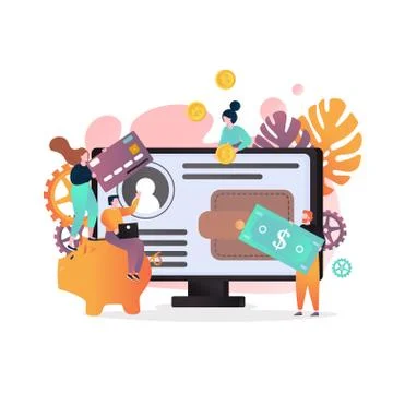 Online banking vector concept for web banner, website page Stock Illustration