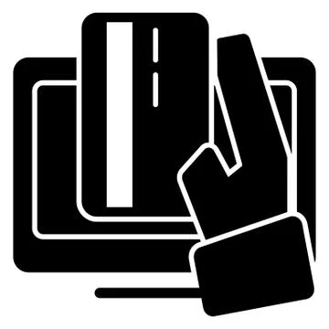 Online banking vector icon. Black and white internet payment illustration. Solid Stock Illustration