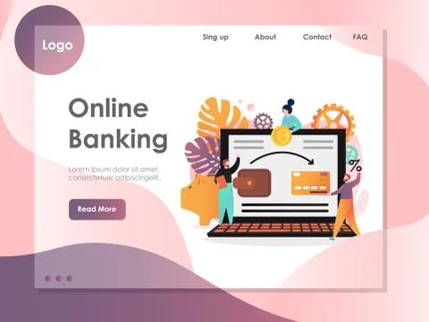 Online banking vector website landing page design template Stock Illustration