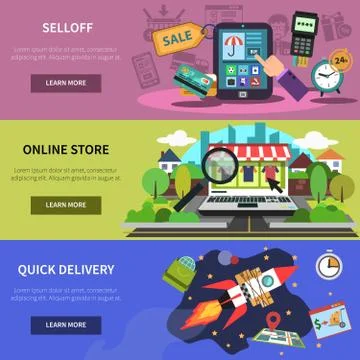 Online Banner Horizontal Stock Illustration