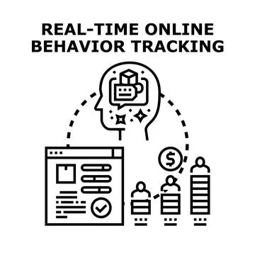 Online behavior tracking and customer data analysis Illustrazione stock